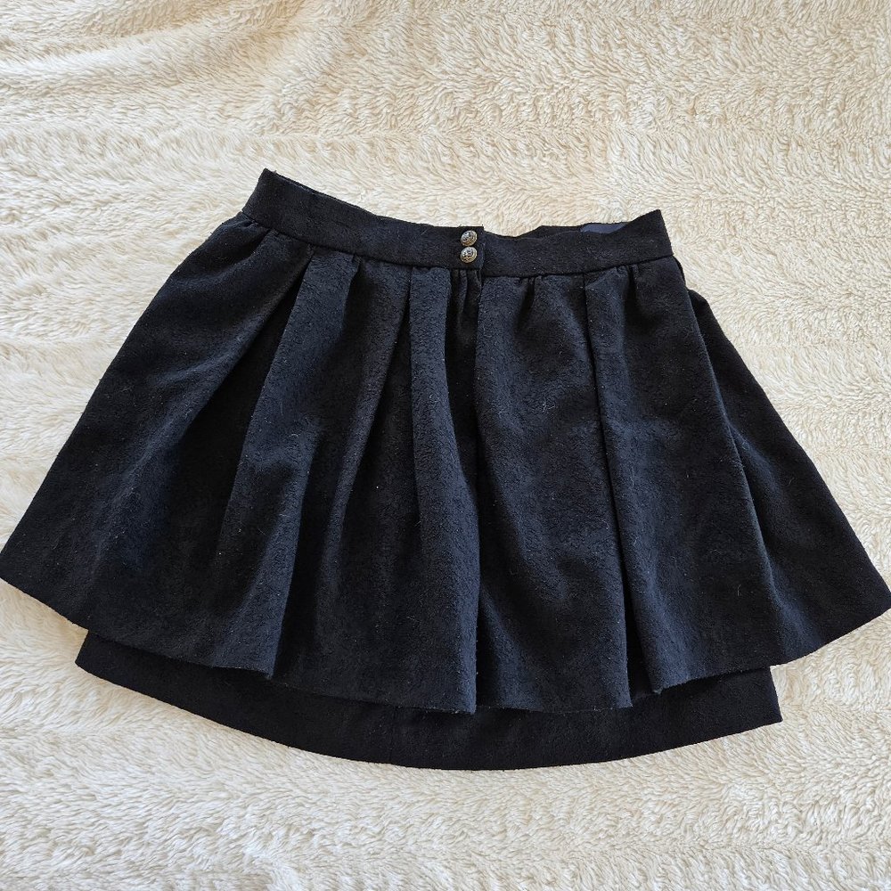 LARGE Zara Woman Black Skirt Double Layered Subtle Pattern EUC